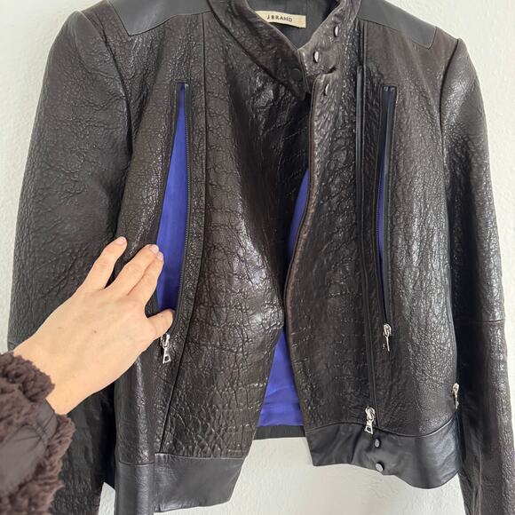 J Brand Black Leather Jacket Size Small - Picture 6 of 8